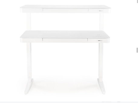 Γραφείο 120×60 cm με Ρυθμιζόμενο Ύψος, Ασύρματη Φόρτιση & USB – Λευκό Γυαλί